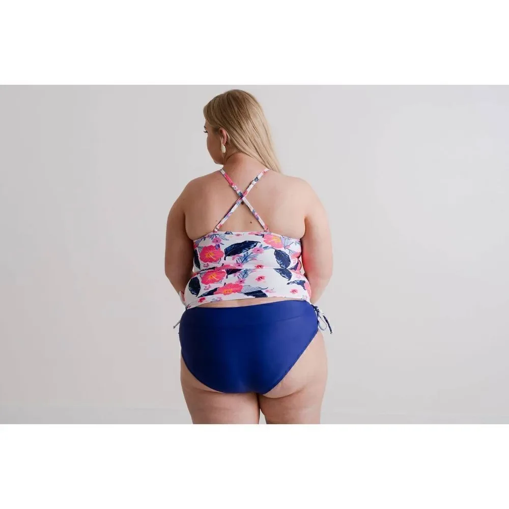 NWT Set Women's Tankini Floral Top & Midrise Brief Bikini Bottom Swimsuit